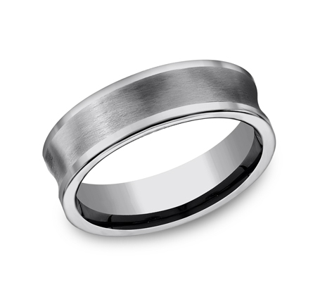 Triton Tungsten 7mm Concave Band Ring 